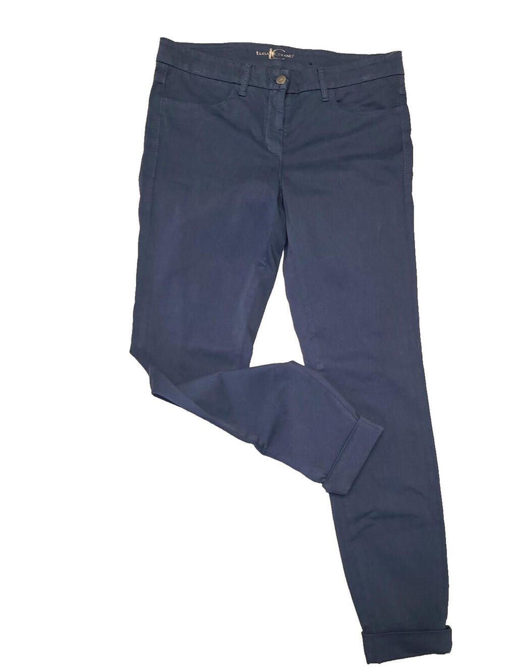 Navy Luisa Cerano Trousers Muted Blue Ladies Size 8 Pants bottoms slacks